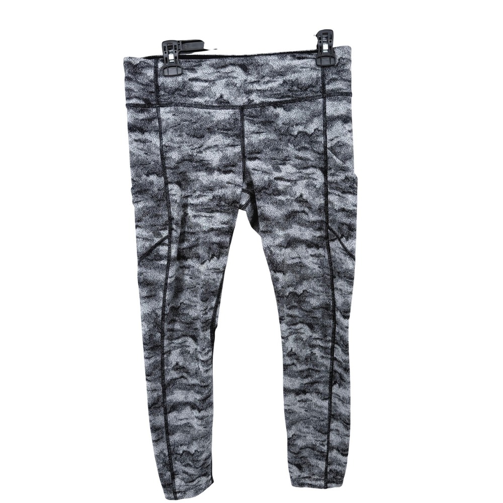 Lululemon Speed Up Tight Black White Camo Print‎ Mesh Panel Leggings Size 10